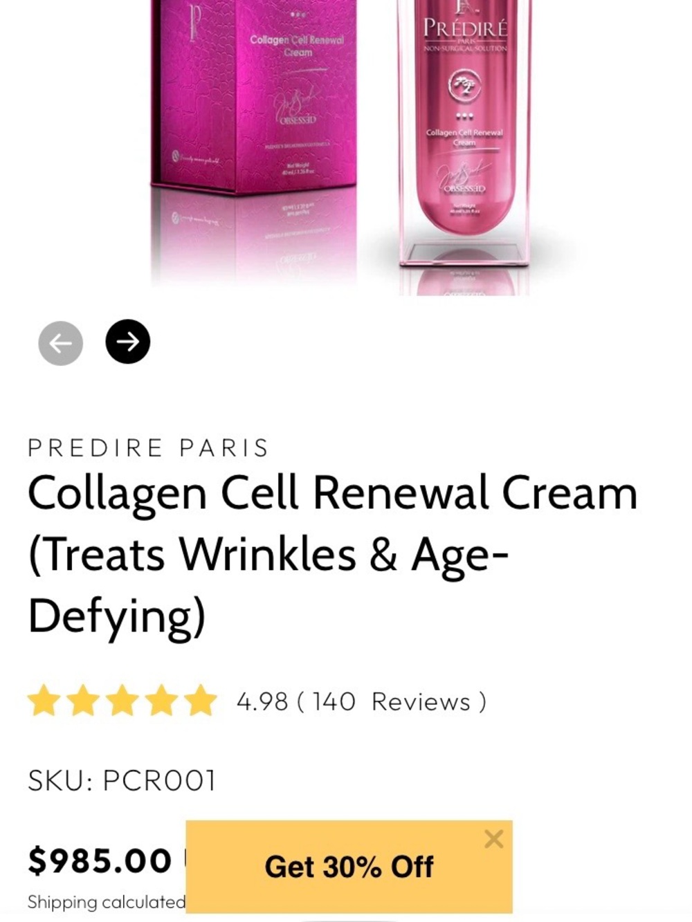 PREDIRE Collagen Cell Renewal Night Serum - Pink